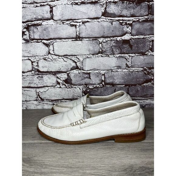 G.H. Bass Weejuns White Leather Moc Toe Penny Loafers Shoes Women Sz 8M US/39EU - Picture 1 of 16